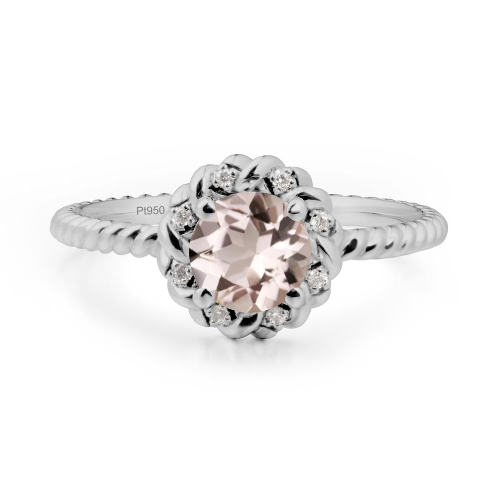 Round Morganite Twisted Halo Ring - LUO Jewelry #metal_platinum