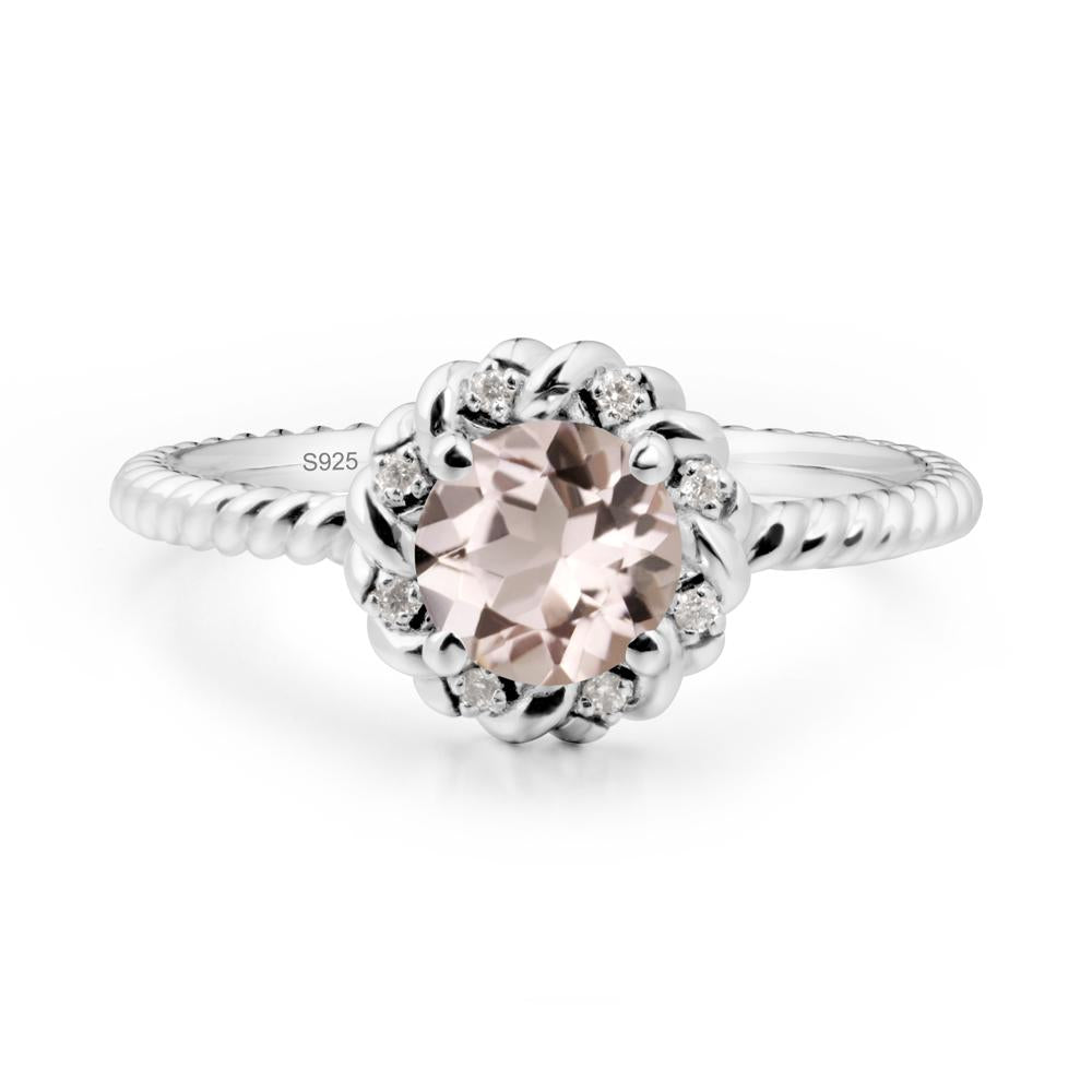 Round Morganite Twisted Halo Ring - LUO Jewelry #metal_sterling silver