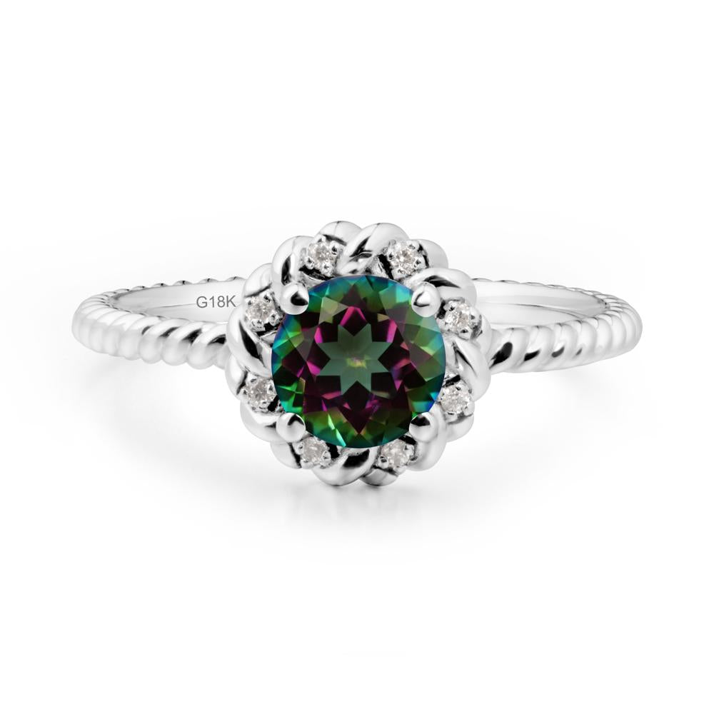 Round Mystic Topaz Halo Engagement Ring - LUO Jewelry #metal_18k white gold