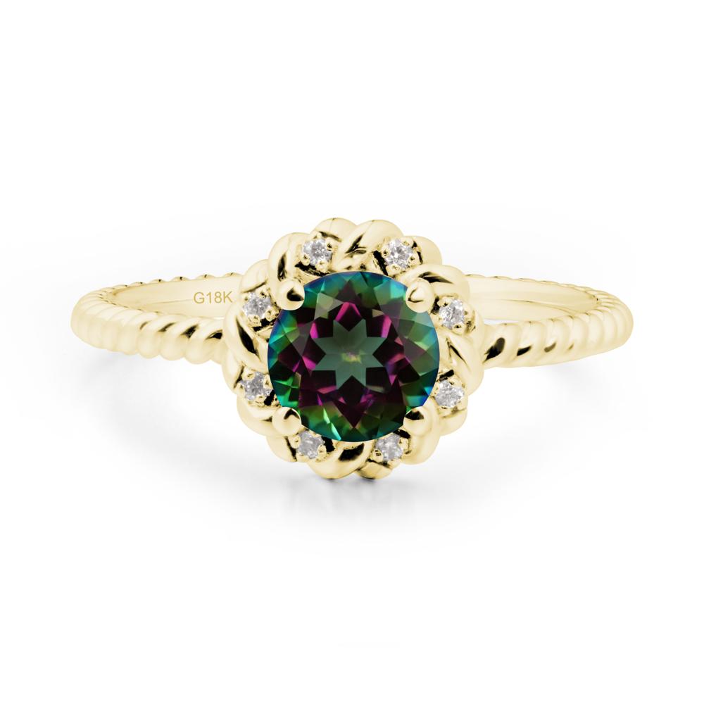 Round Mystic Topaz Halo Engagement Ring - LUO Jewelry #metal_18k yellow gold