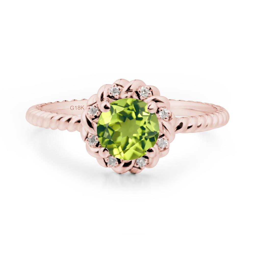 Round Peridot Halo Engagement Ring - LUO Jewelry #metal_18k rose gold