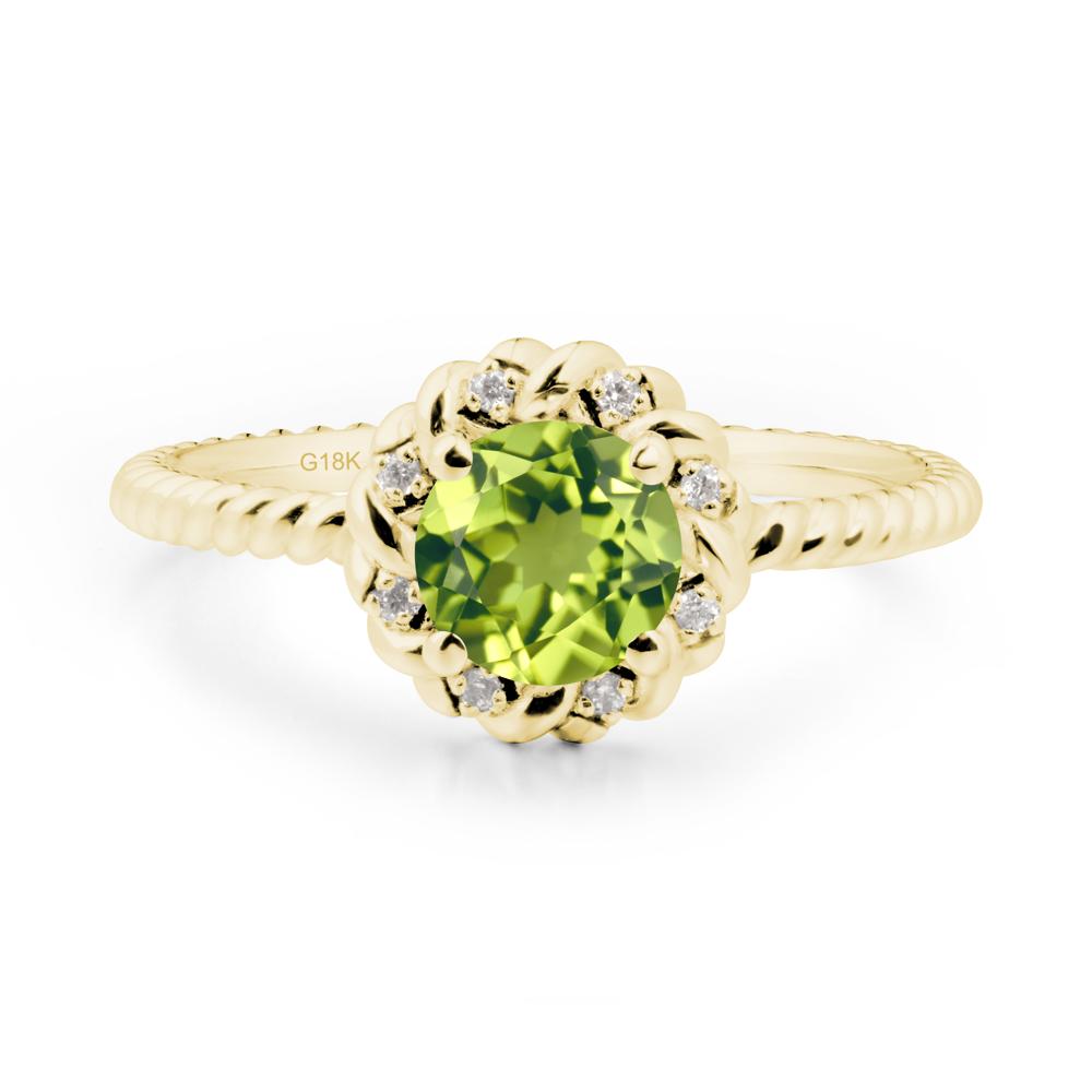 Round Peridot Halo Engagement Ring - LUO Jewelry #metal_18k yellow gold