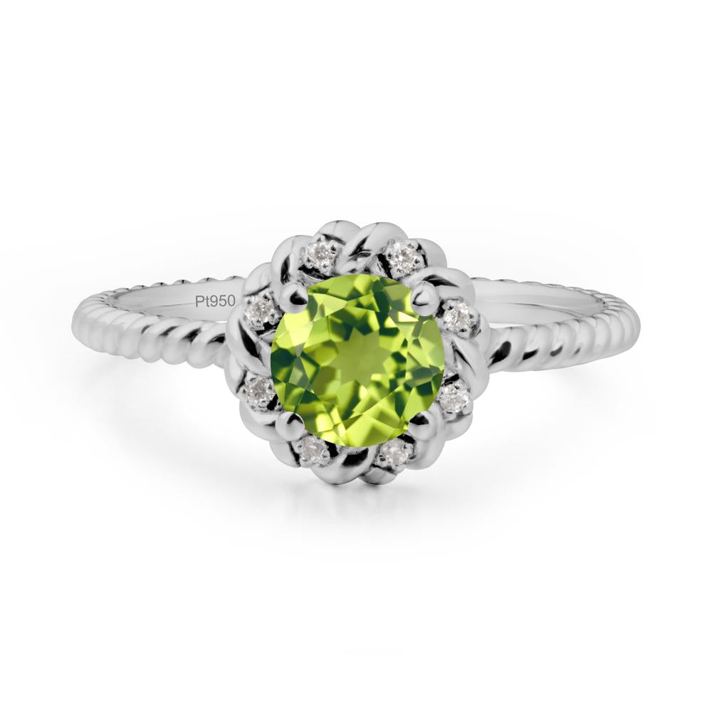 Round Peridot Halo Engagement Ring - LUO Jewelry #metal_platinum