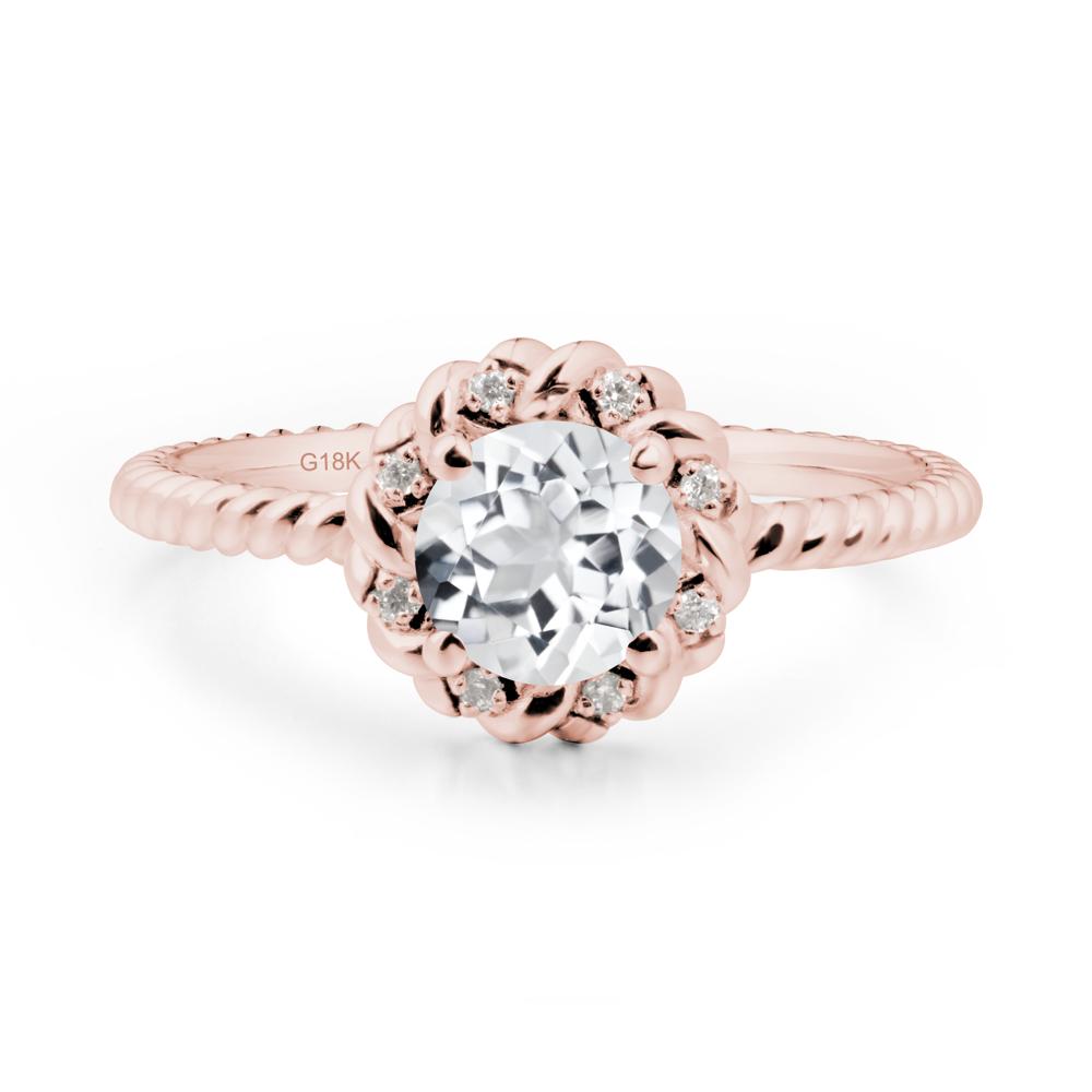 Round White Topaz Halo Engagement Ring - LUO Jewelry #metal_18k rose gold