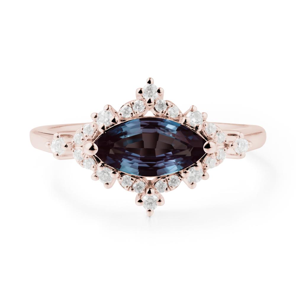 Marquise Alexandrite Halo Ring - LUO Jewelry #metal_14k rose gold