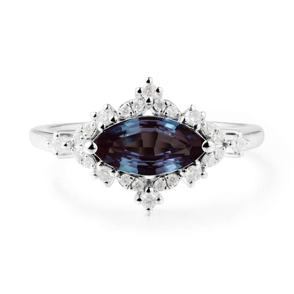 Marquise Alexandrite Halo Ring - LUO Jewelry #metal_14k white gold