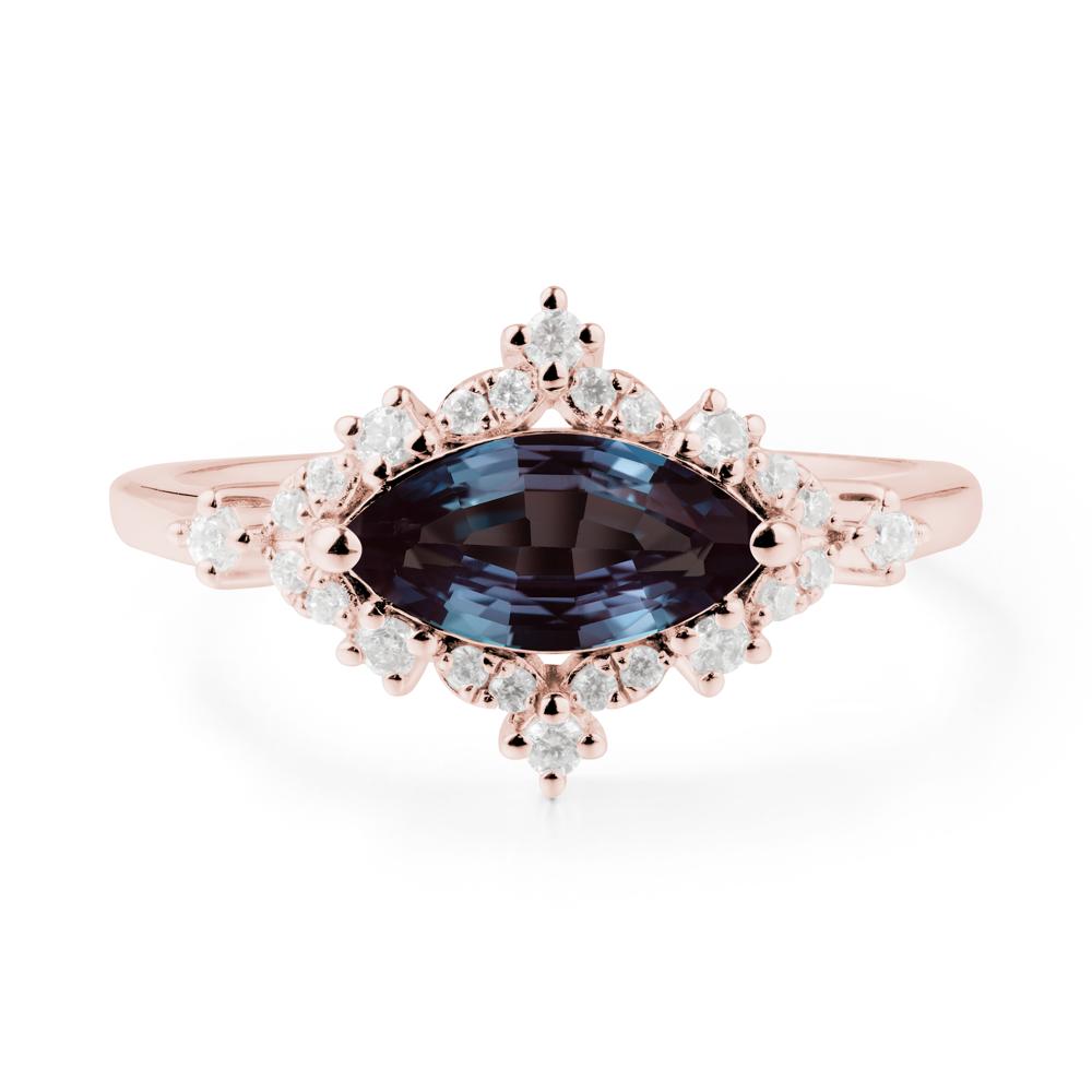 Marquise Alexandrite Halo Ring - LUO Jewelry #metal_18k rose gold