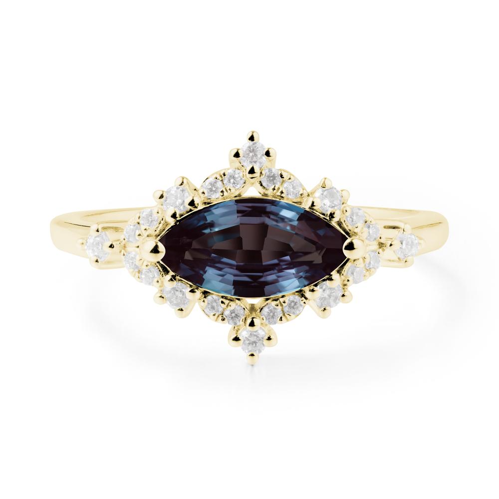 Marquise Alexandrite Halo Ring - LUO Jewelry #metal_18k yellow gold