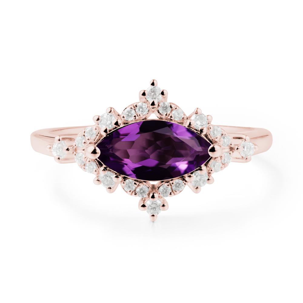 Marquise Amethyst Halo Ring - LUO Jewelry #metal_18k rose gold