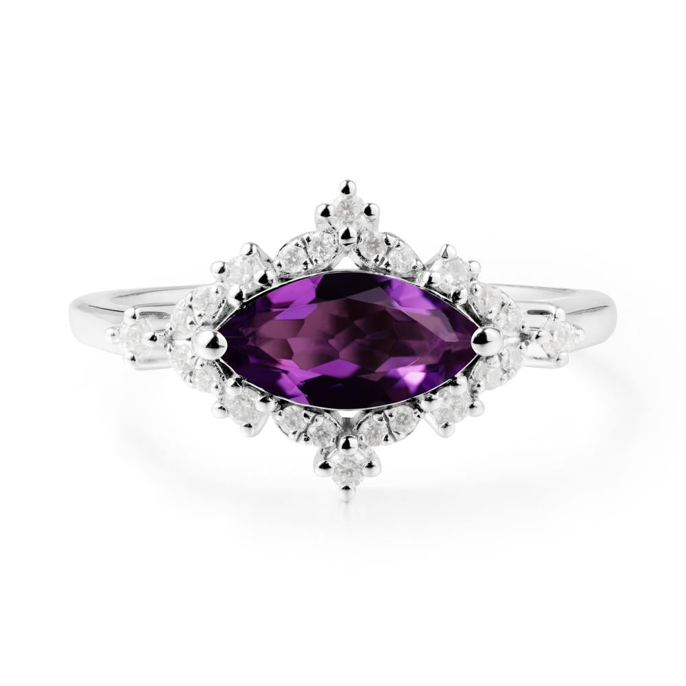 Marquise Amethyst Halo Ring - LUO Jewelry #metal_18k white gold