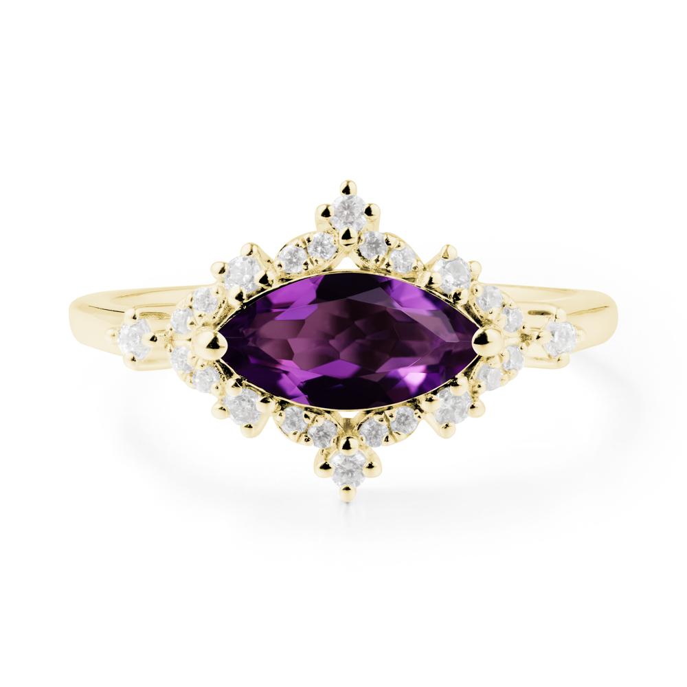 Marquise Amethyst Halo Ring - LUO Jewelry #metal_18k yellow gold