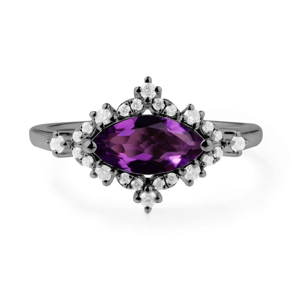 Marquise Amethyst Halo Ring - LUO Jewelry #metal_black finish sterling silver