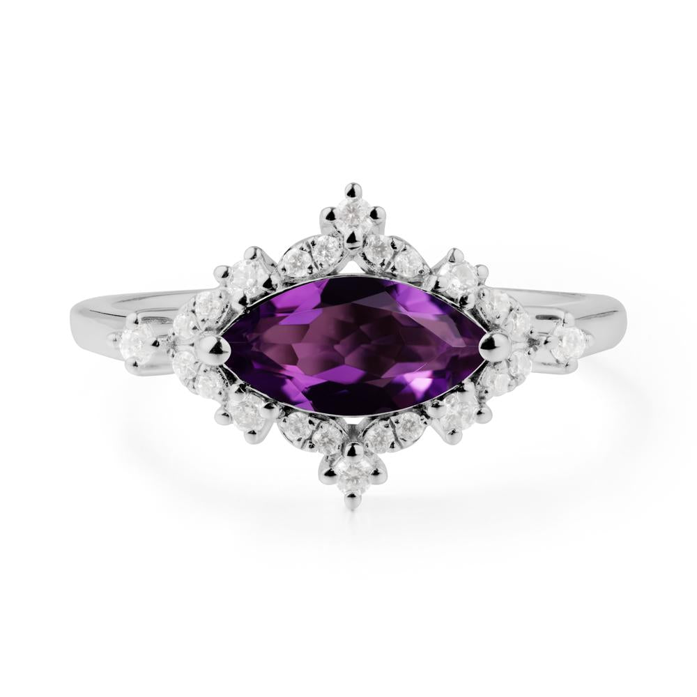 Marquise Amethyst Halo Ring - LUO Jewelry #metal_platinum