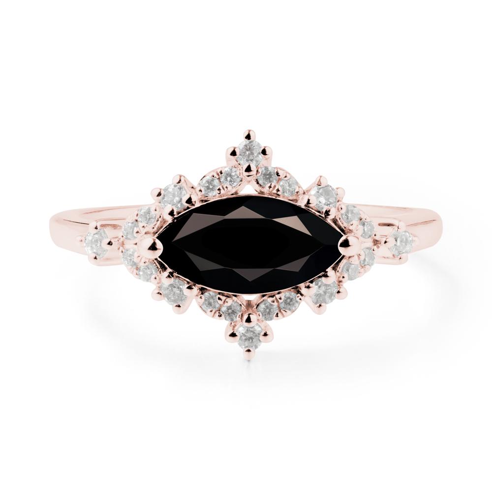 Marquise Black Spinel Engagement Ring - LUO Jewelry #metal_18k rose gold