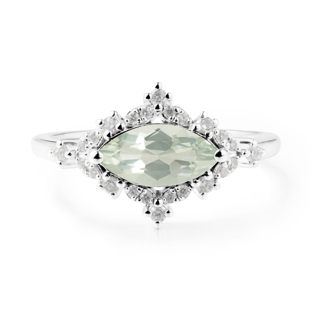 Marquise Green Amethyst Engagement Ring - LUO Jewelry #metal_14k white gold