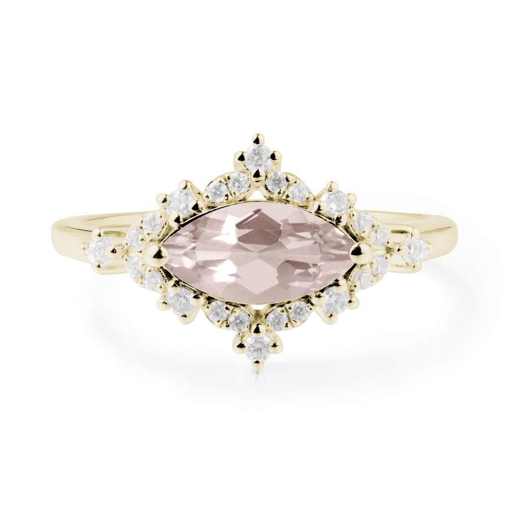 Marquise Morganite Halo Ring - LUO Jewelry #metal_14k yellow gold