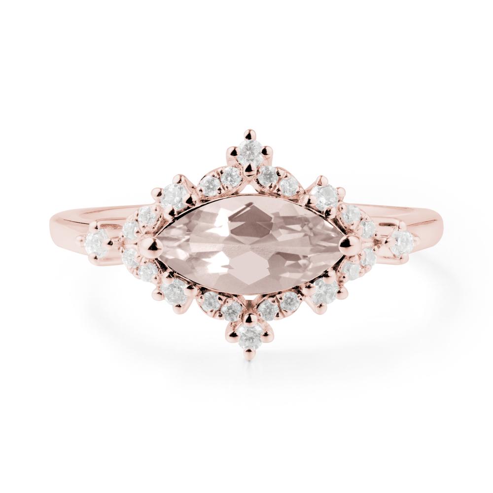 Marquise Morganite Halo Ring - LUO Jewelry #metal_18k rose gold