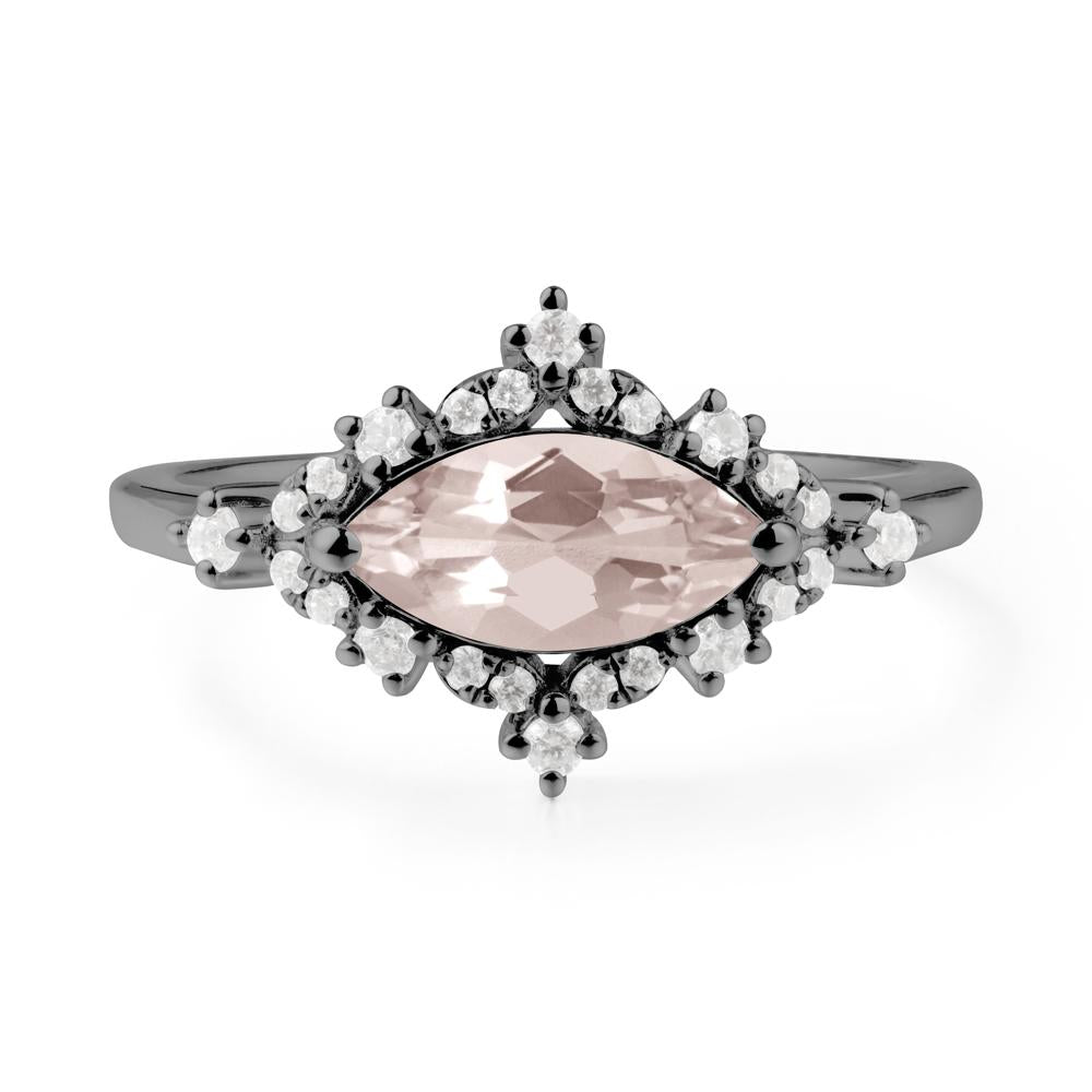Marquise Morganite Halo Ring - LUO Jewelry #metal_black finish sterling silver