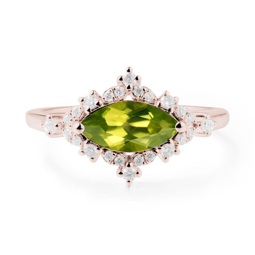 Marquise Peridot Halo Ring - LUO Jewelry #metal_14k rose gold