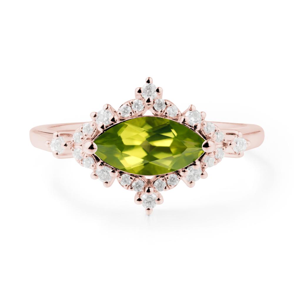 Marquise Peridot Halo Ring - LUO Jewelry #metal_18k rose gold