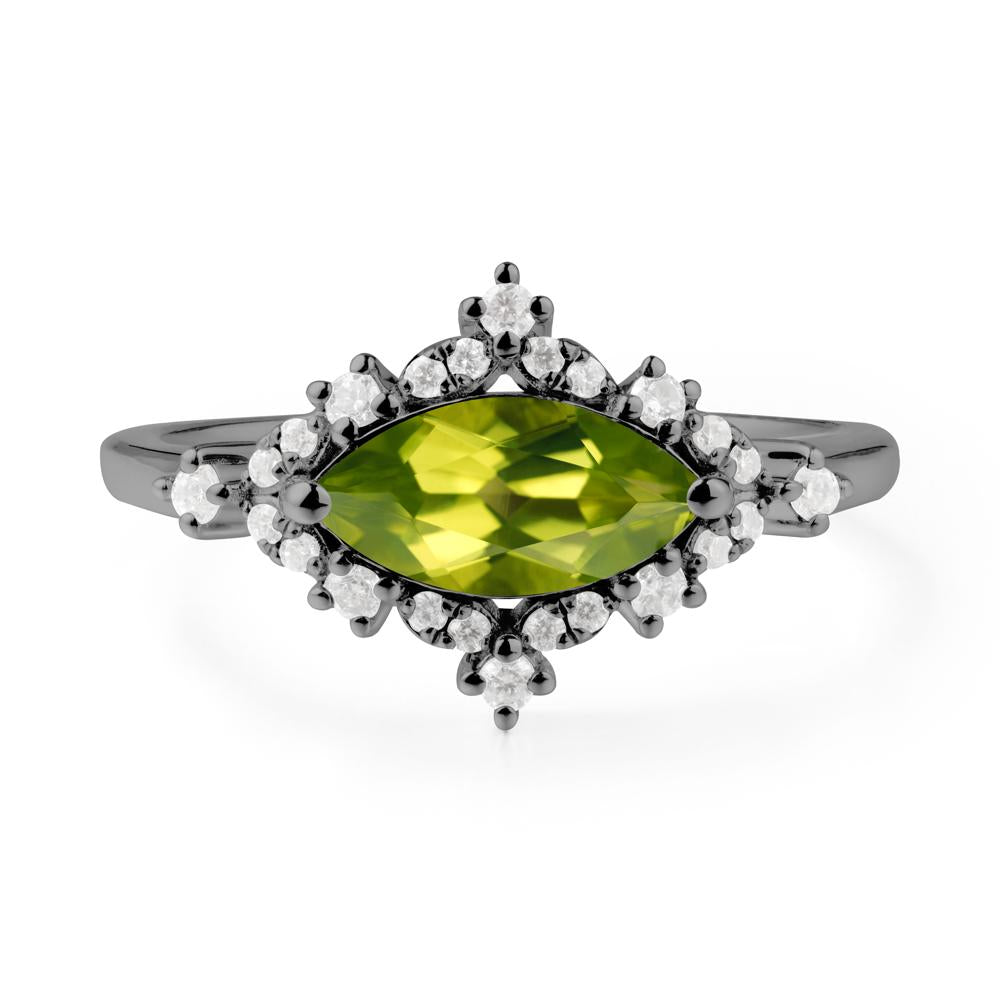Marquise Peridot Halo Ring - LUO Jewelry #metal_black finish sterling silver