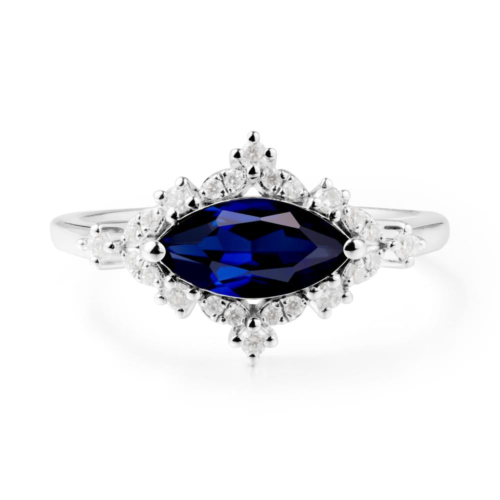 Marquise Sapphire Halo Ring - LUO Jewelry #metal_14k white gold