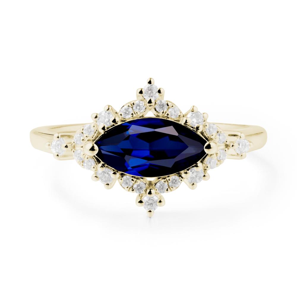 Marquise Sapphire Halo Ring - LUO Jewelry #metal_14k yellow gold