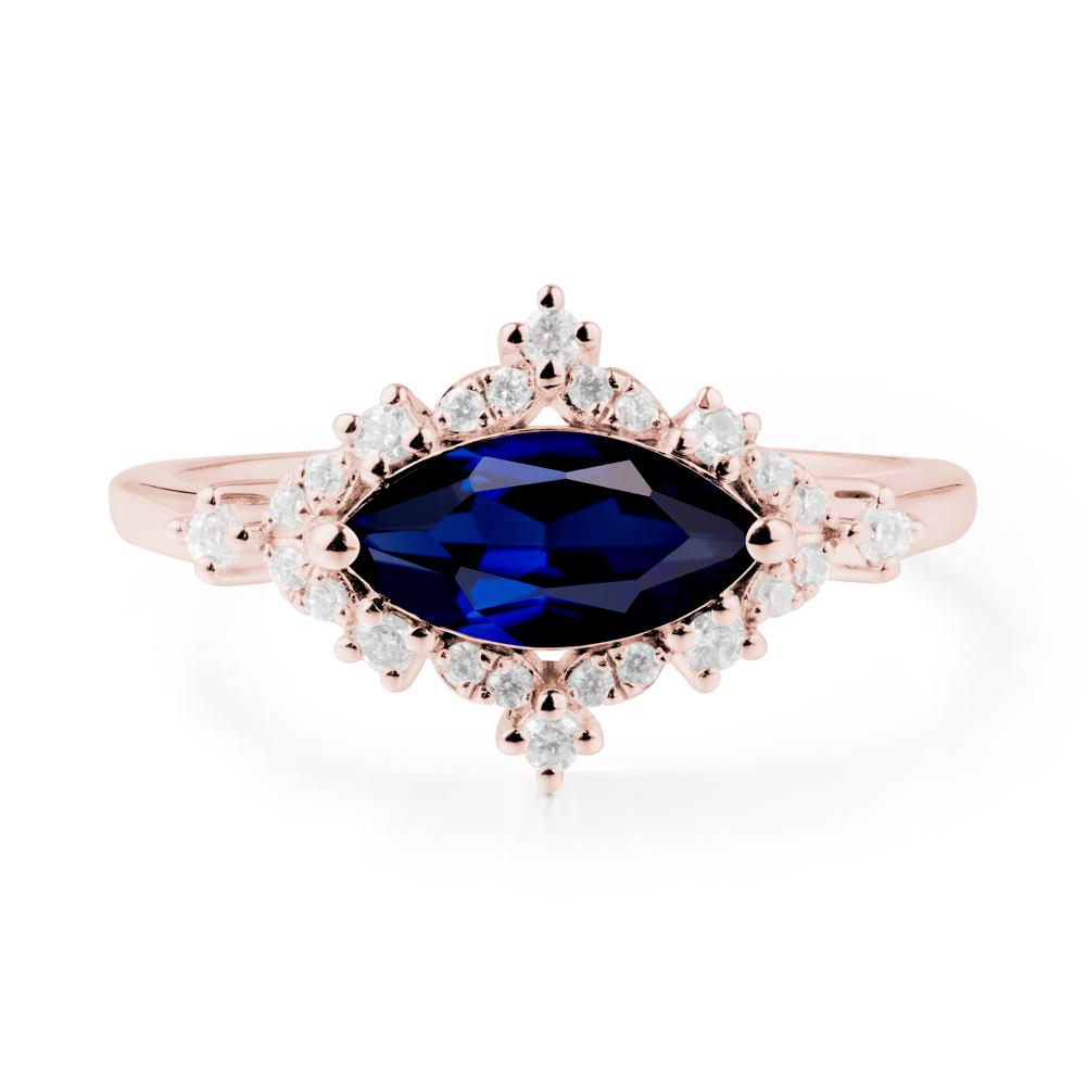 Marquise Sapphire Halo Ring - LUO Jewelry #metal_18k rose gold