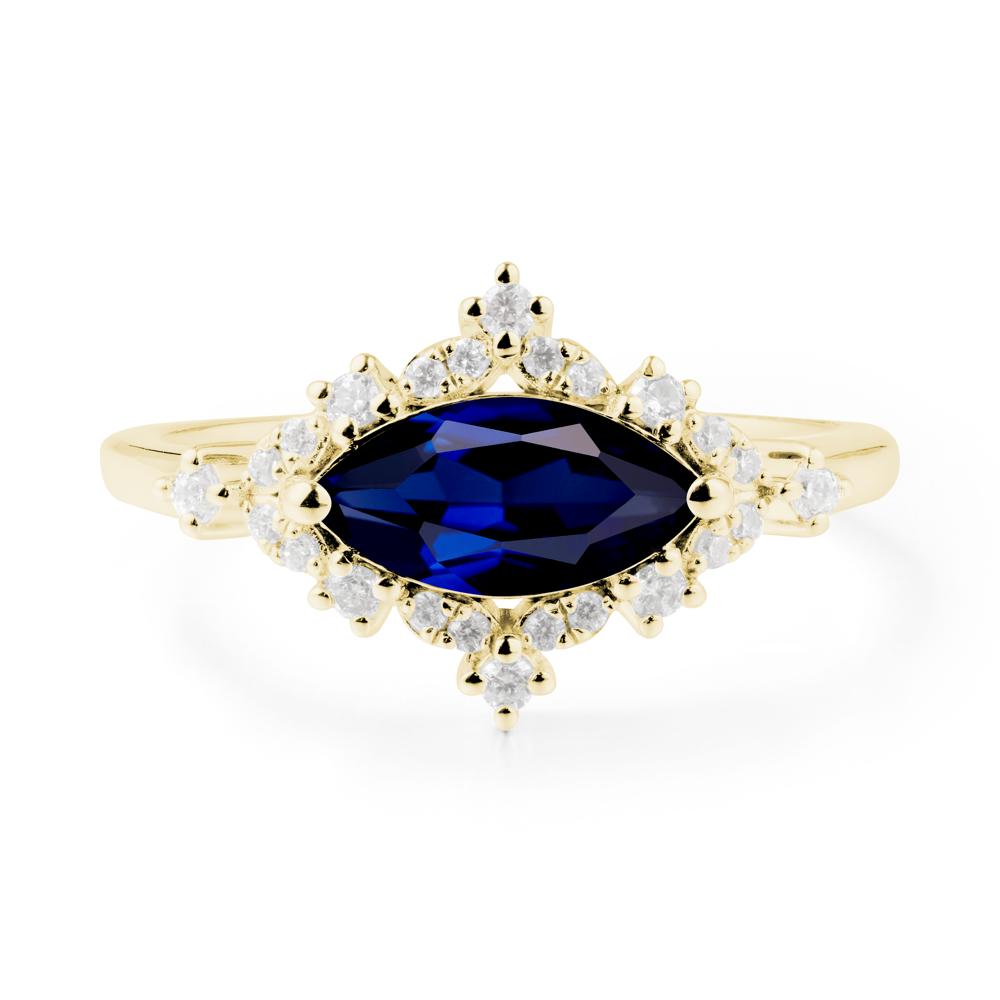 Marquise Sapphire Halo Ring - LUO Jewelry #metal_18k yellow gold