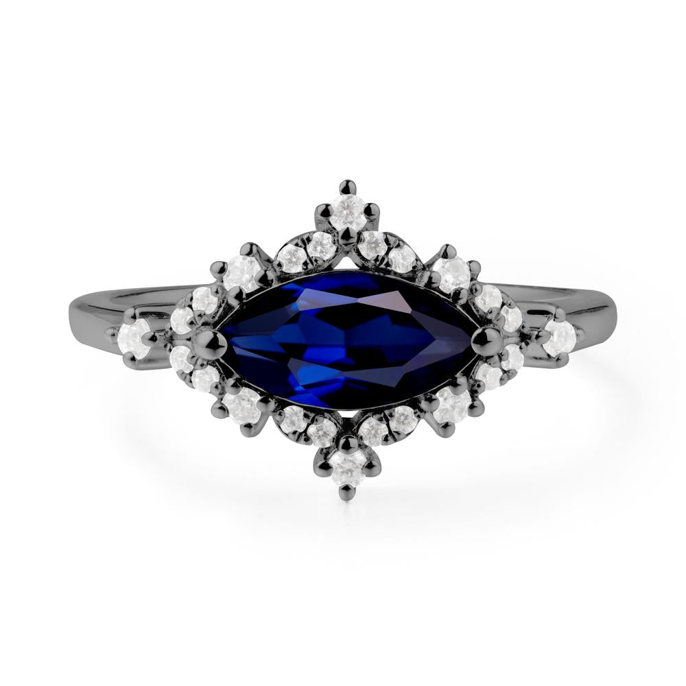 Marquise Sapphire Halo Ring - LUO Jewelry #metal_black finish sterling silver