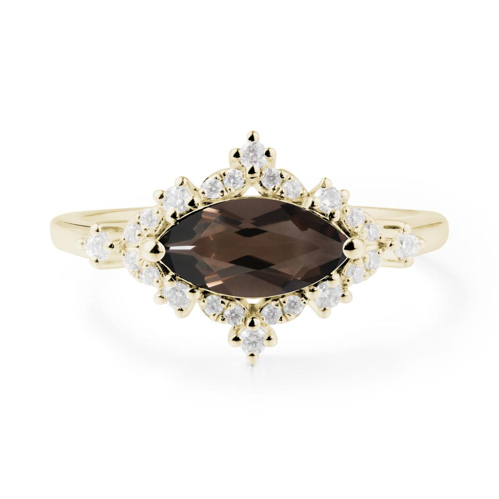 Marquise Smoky Quartz Halo Ring - LUO Jewelry #metal_14k yellow gold
