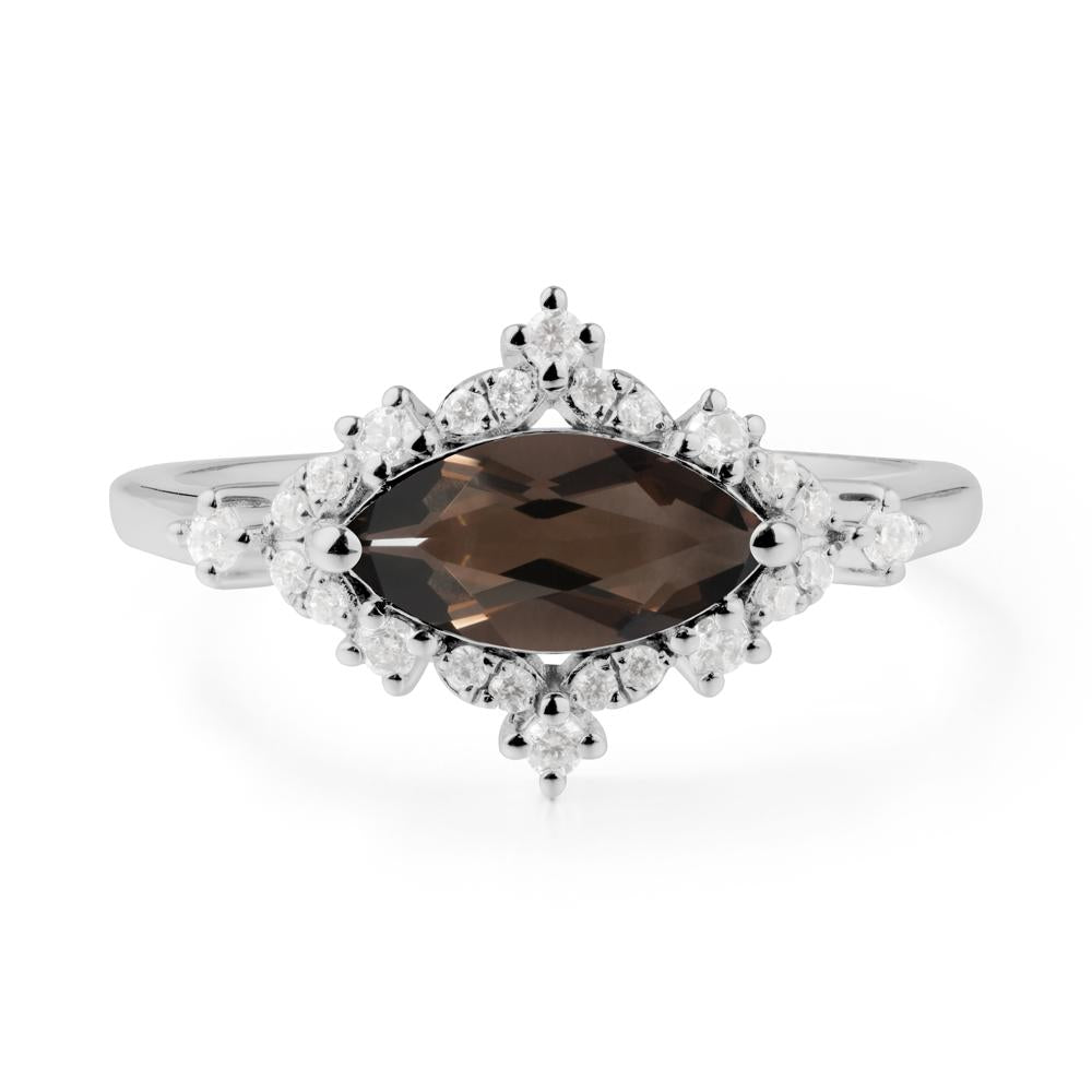 Marquise Smoky Quartz Halo Ring - LUO Jewelry #metal_platinum