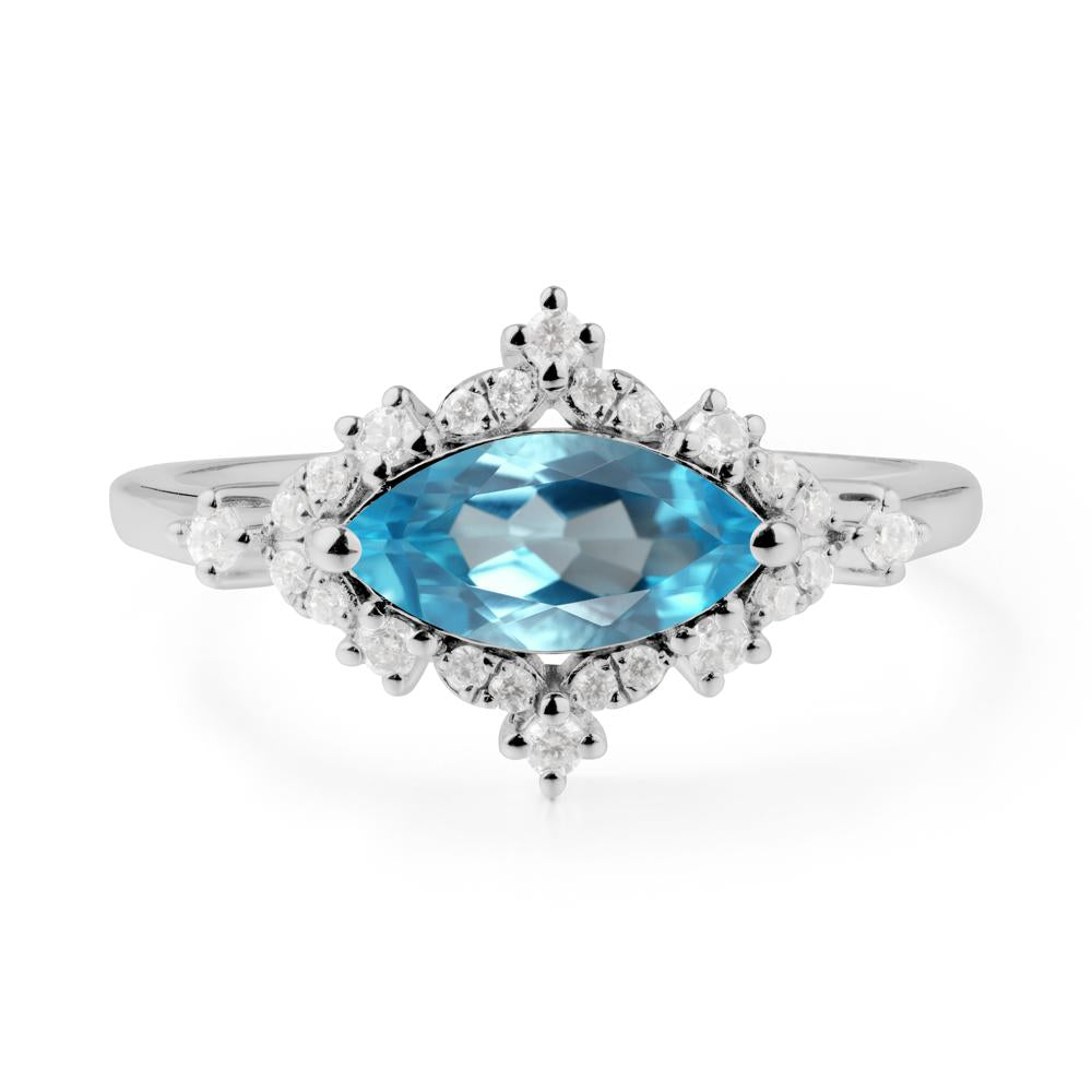 Marquise Swiss Blue Topaz Halo Ring - LUO Jewelry #metal_platinum