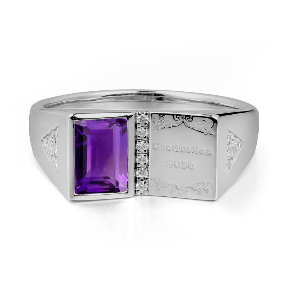 Personalized Graduation Amethyst Ring - LUO Jewelry #metal_platinum