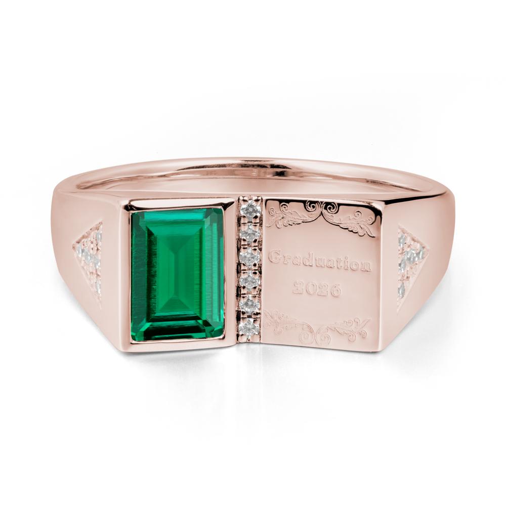 Custom Emerald Graduation Ring - LUO Jewelry #metal_14k rose gold