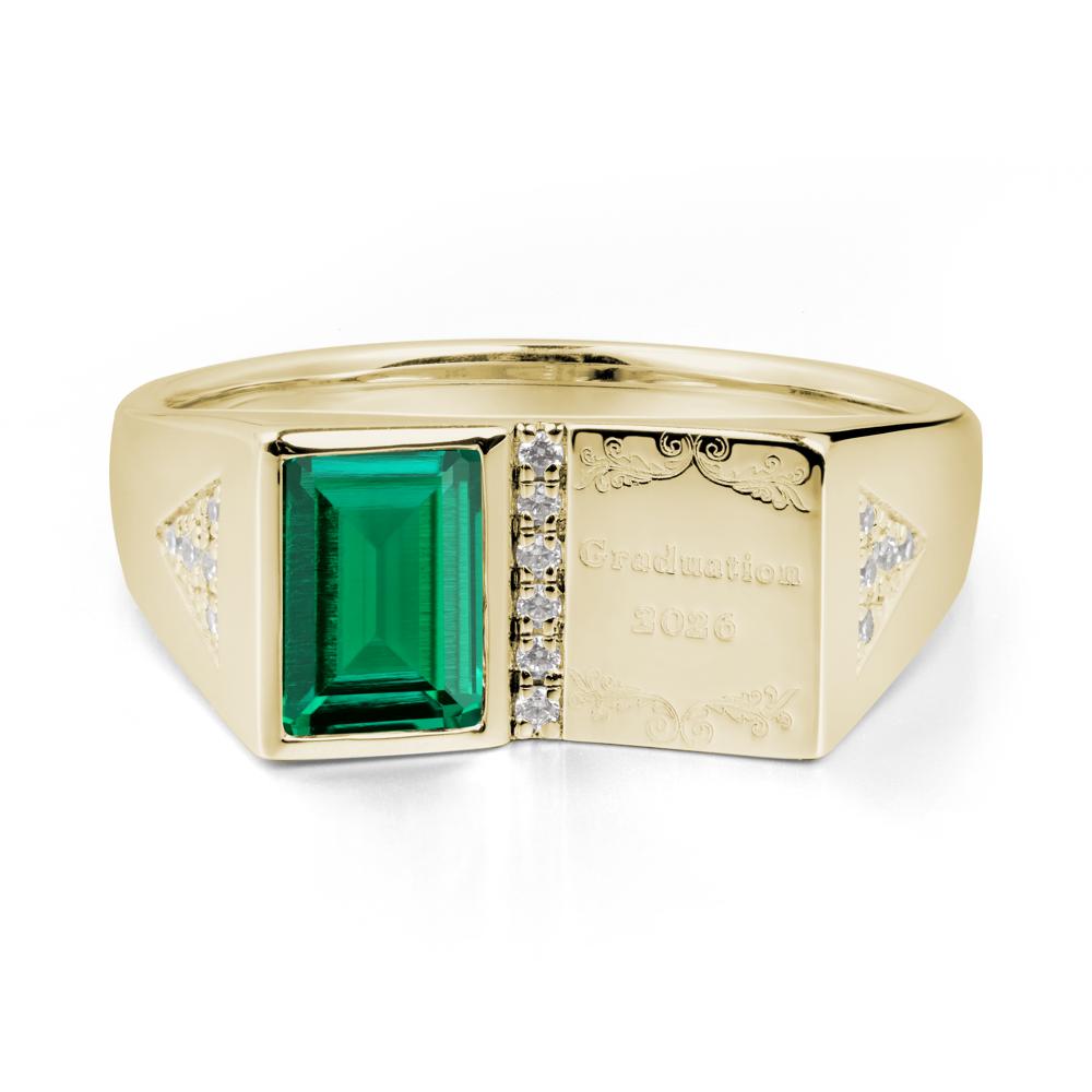 Custom Emerald Graduation Ring - LUO Jewelry #metal_14k yellow gold