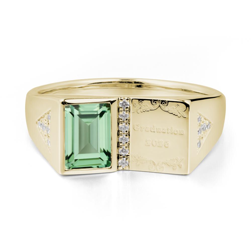 Personalized Graduation Green Sapphire Ring - LUO Jewelry #metal_14k yellow gold