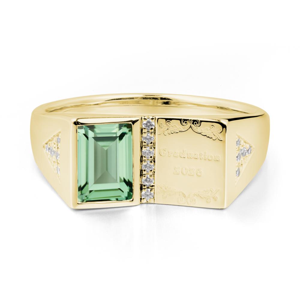 Personalized Graduation Green Sapphire Ring - LUO Jewelry #metal_18k yellow gold