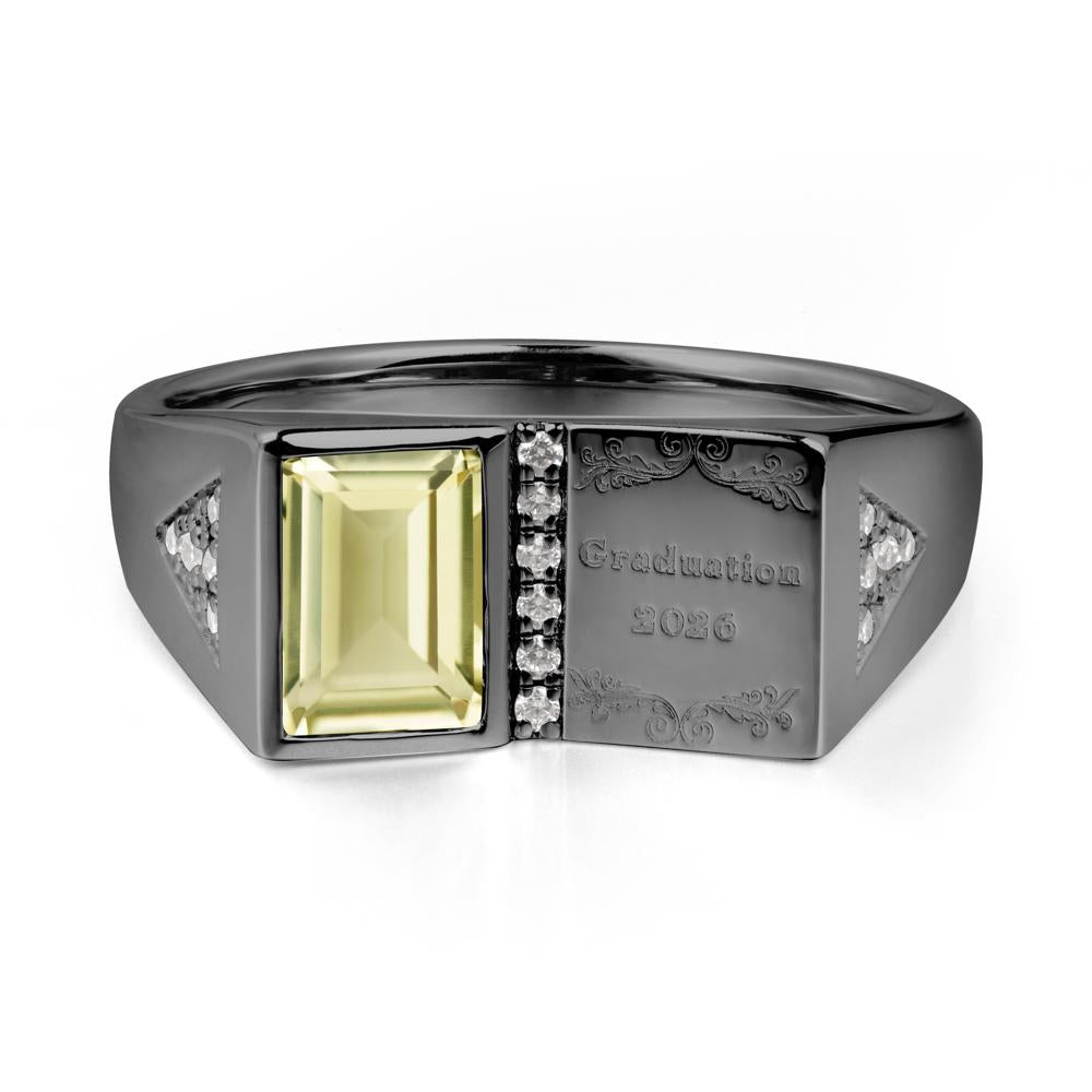 Custom Lemon Quartz Graduation Ring - LUO Jewelry #metal_black finish sterling silver