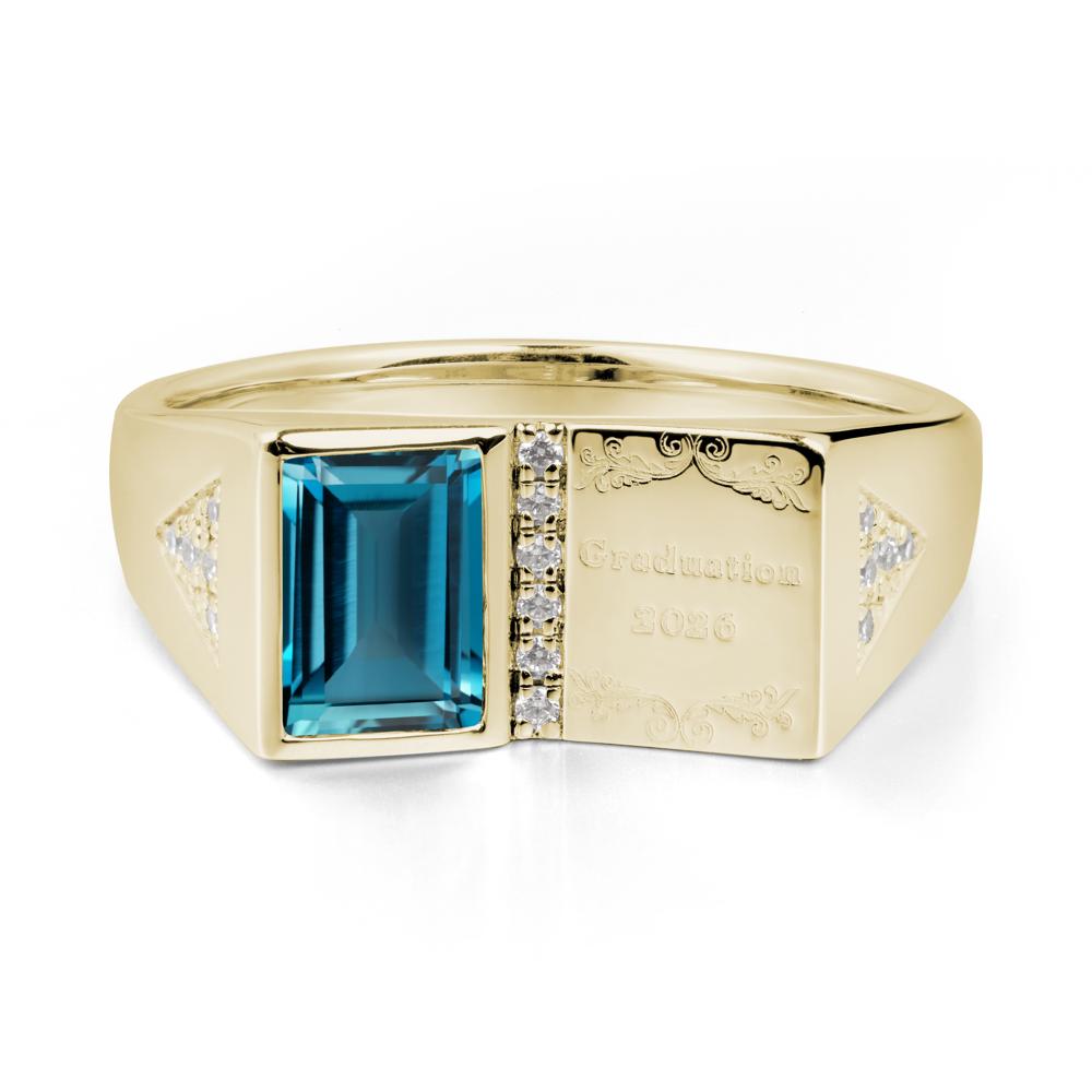 Personalized Graduation London Blue Topaz Ring - LUO Jewelry #metal_14k yellow gold