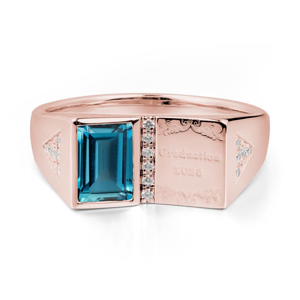 Personalized Graduation London Blue Topaz Ring - LUO Jewelry #metal_18k rose gold