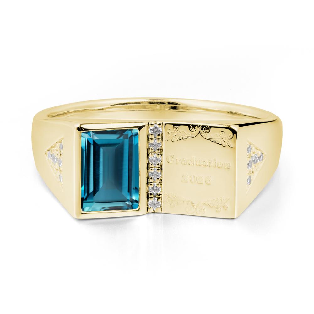 Personalized Graduation London Blue Topaz Ring - LUO Jewelry #metal_18k yellow gold