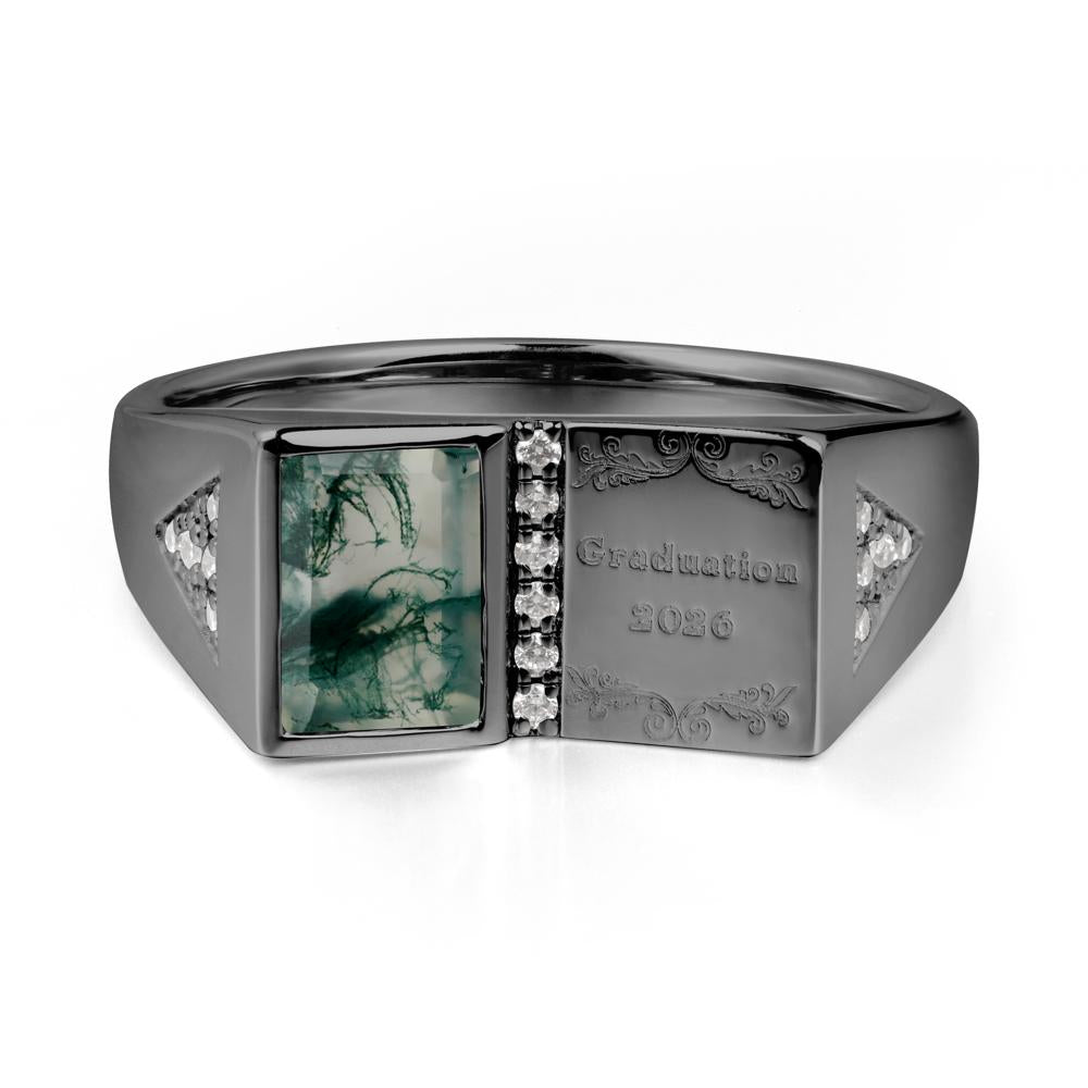 Custom Moss Agate Graduation Ring - LUO Jewelry #metal_black finish sterling silver