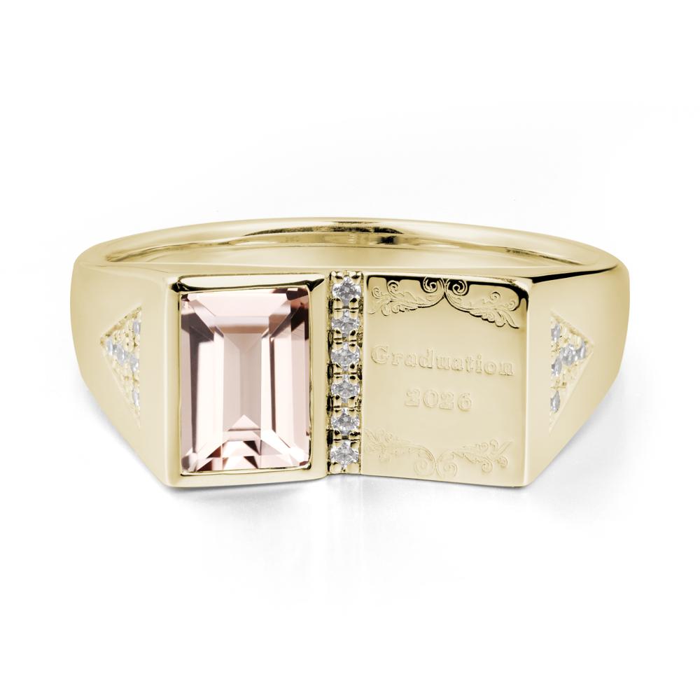 Personalized Graduation Morganite Ring - LUO Jewelry #metal_14k yellow gold