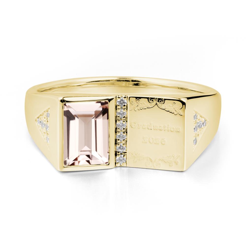 Personalized Graduation Morganite Ring - LUO Jewelry #metal_18k yellow gold