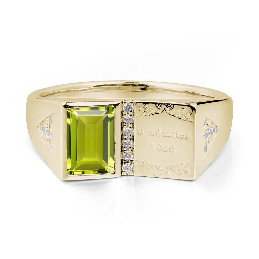 Personalized Graduation Peridot Ring - LUO Jewelry #metal_14k yellow gold