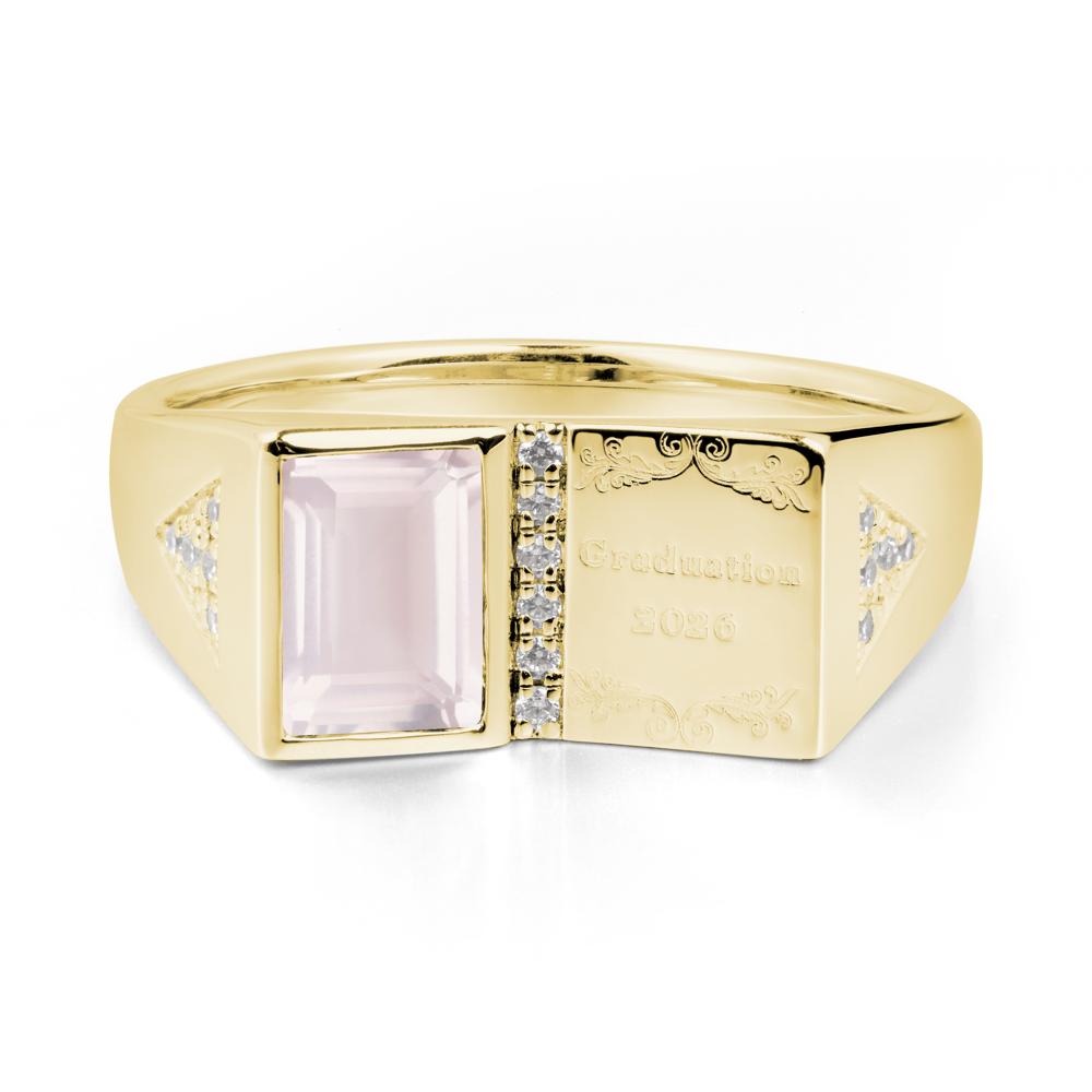 Custom Rose Quartz Graduation Ring - LUO Jewelry #metal_18k yellow gold