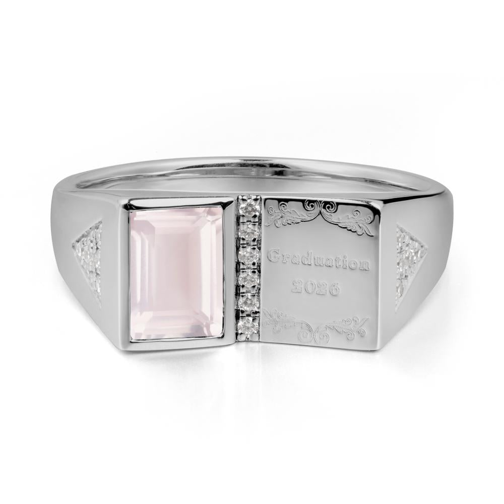Custom Rose Quartz Graduation Ring - LUO Jewelry #metal_platinum