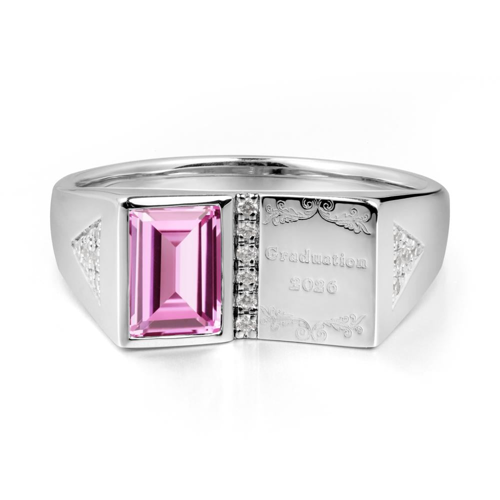 Personalized Graduation Pink Sapphire Ring - LUO Jewelry #metal_18k white gold