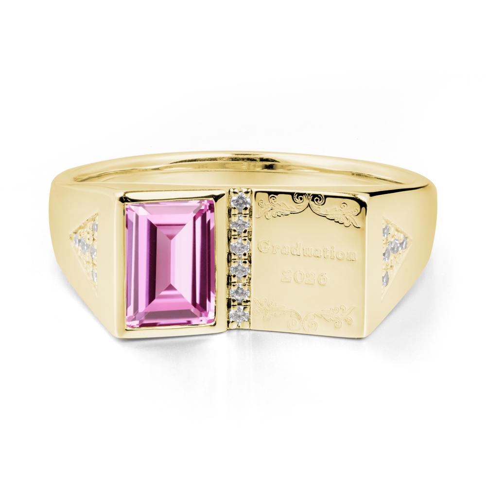 Personalized Graduation Pink Sapphire Ring - LUO Jewelry #metal_18k yellow gold